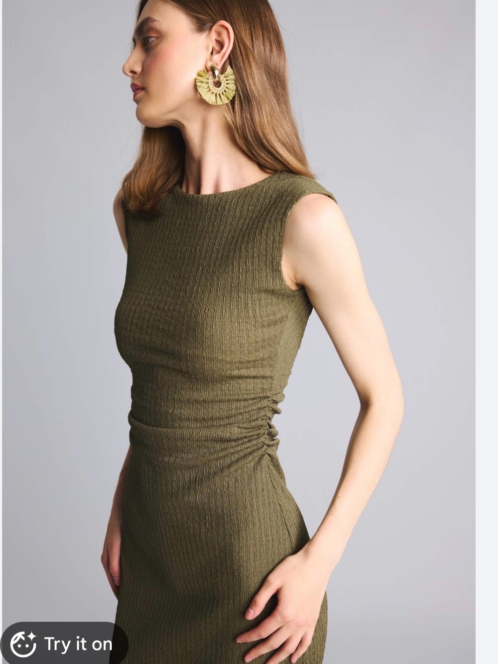 LOFT Olive Green Sleeveless Midi Dress